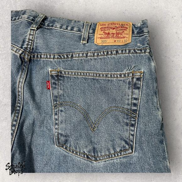 Levi's 505 Regular Fit Men Jeans W40 x L32 Classic Blue Denim Pants Comfortable - Picture 4 of 4